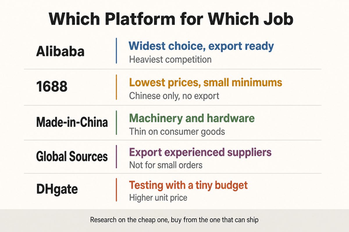 Five China B2B platforms compared by what each one is best suited to