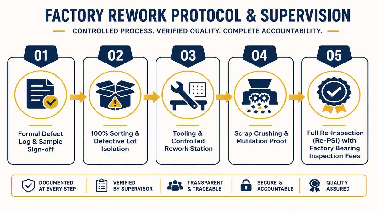 5 Step SOP for Factory Rework Supervision Protocol Infographic