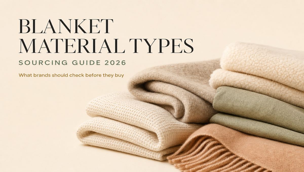 Folded cotton, wool, fleece, linen and plush blanket fabrics for a sourcing guide