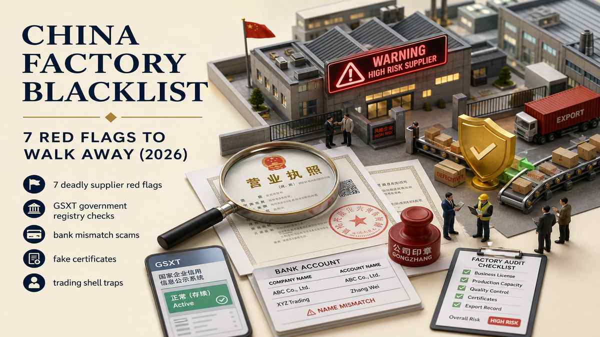China Factory Blacklist and Supplier Red Flags Guide Cover