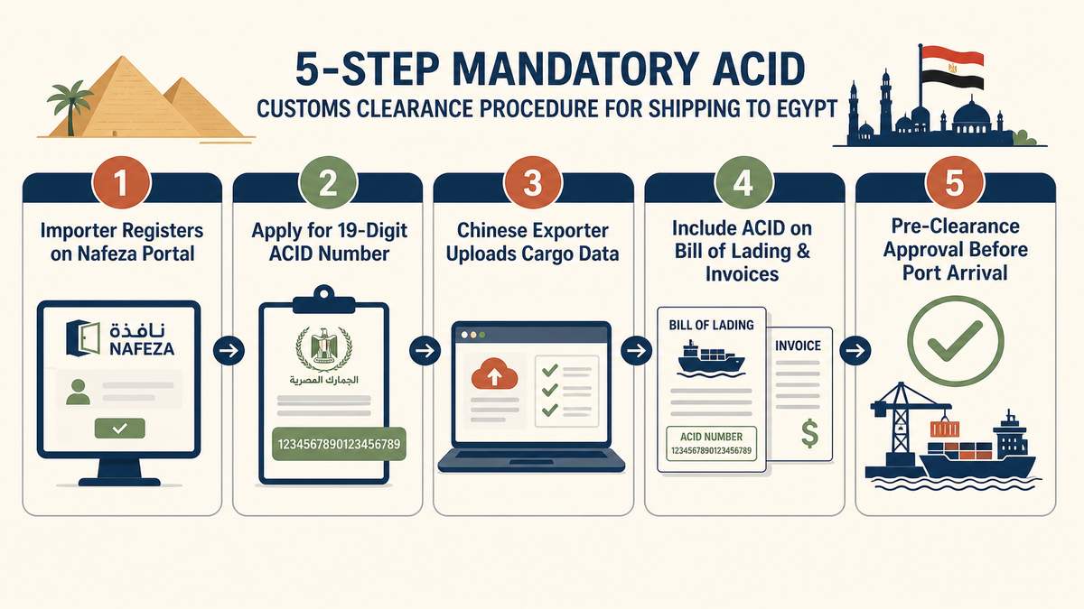 5-step mandatory ACID customs clearance procedure for shipping to Egypt