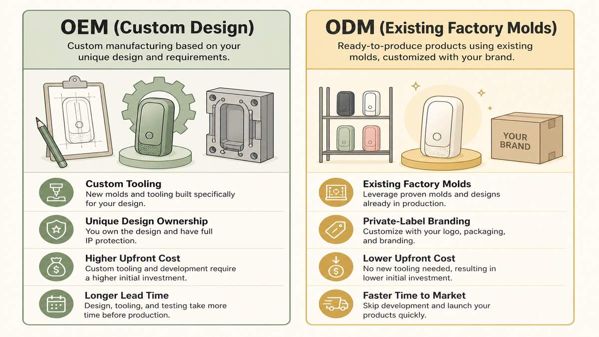 Comparison between OEM custom manufacturing and ODM private label production in China