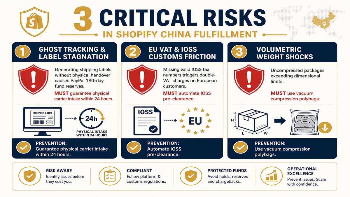 3 Critical Risks in Shopify China Fulfillment Infographic