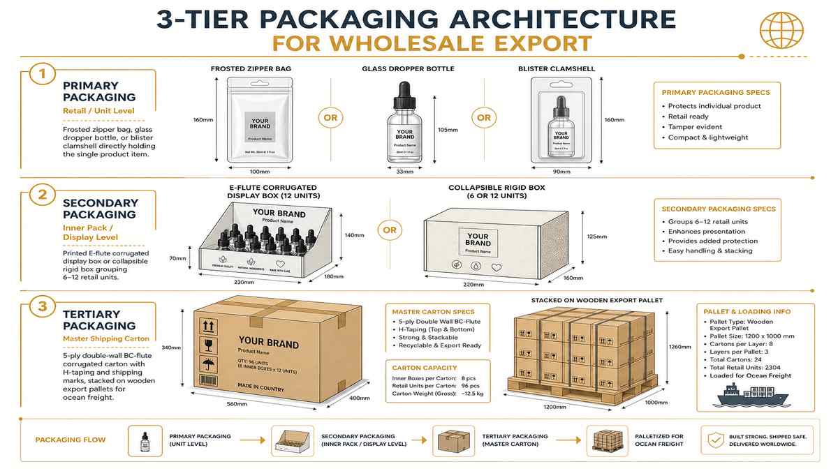 3-Tier Packaging Hierarchy Architecture Infographic