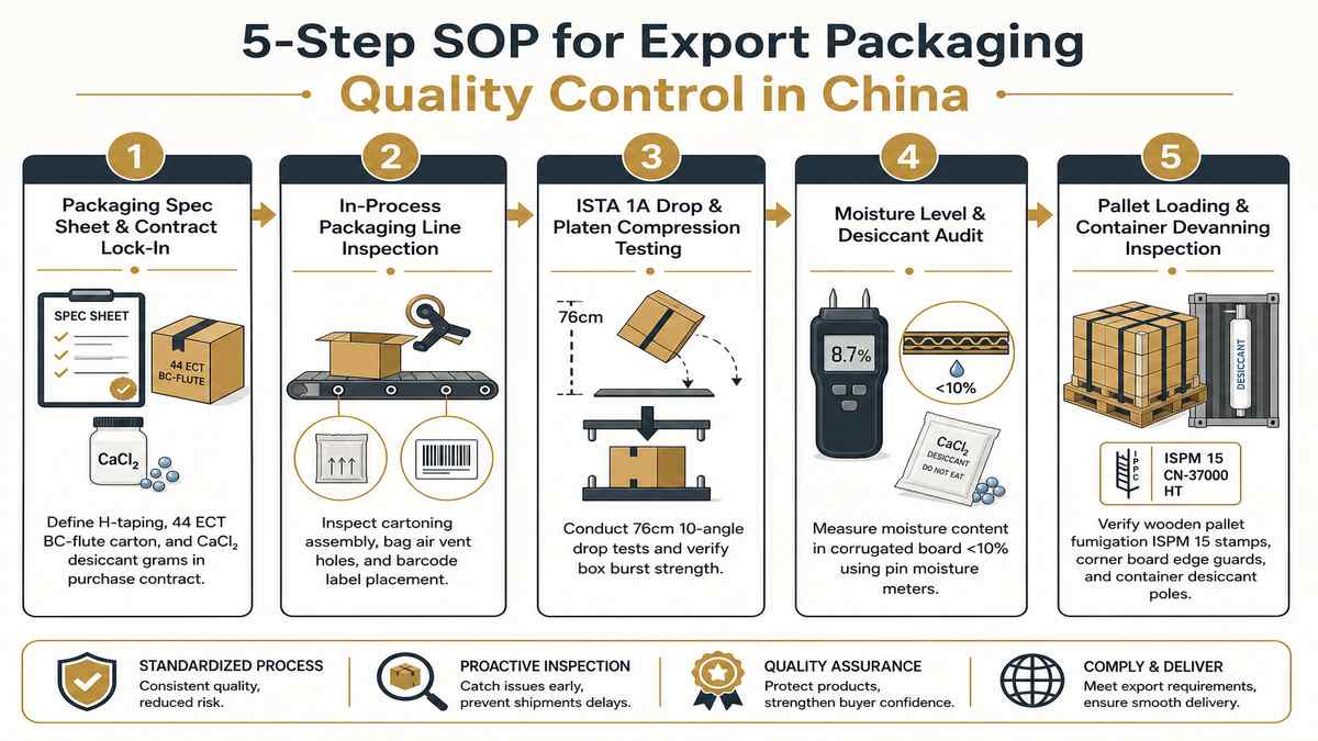 5-Step SOP for Export Packaging Quality Control in China Infographic