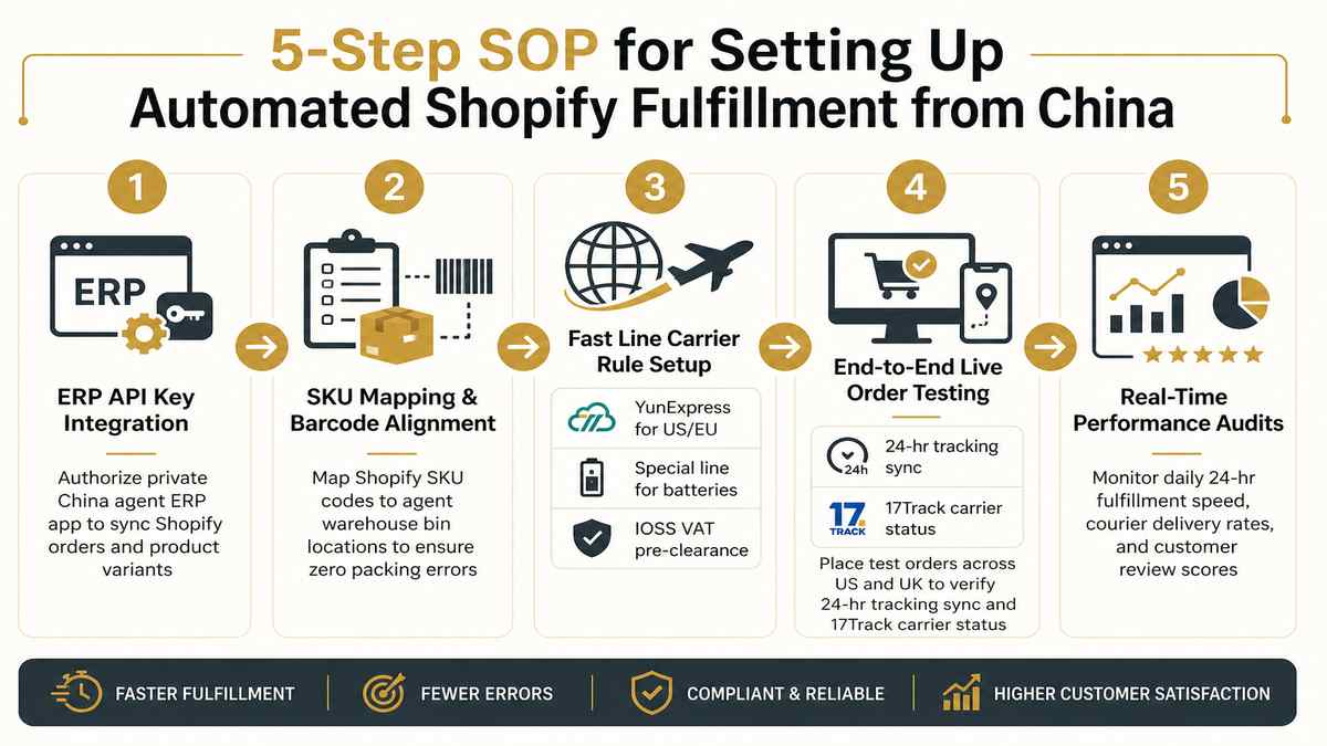 5-Step SOP for Setting Up Automated Shopify Fulfillment from China Infographic