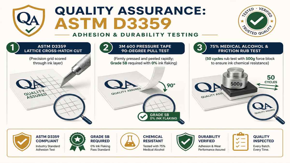 Quality Assurance ASTM D3359 Adhesion and Durability Testing Infographic