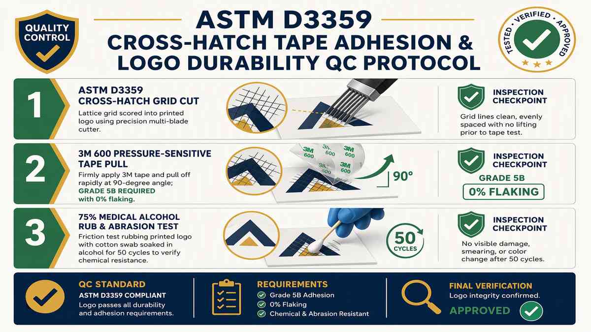 ASTM D3359 Cross-Hatch Tape Adhesion Test and QC Protocol Infographic