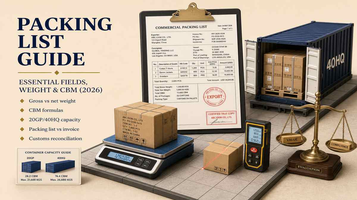 Commercial Packing List Guide Essential Fields Gross Weight and CBM Cover