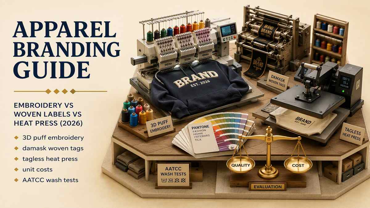 Embroidery vs Woven Labels vs Heat Press Apparel Sourcing Guide Cover