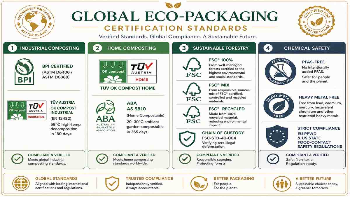 Global Eco-Packaging Certification Standards Hierarchy Infographic