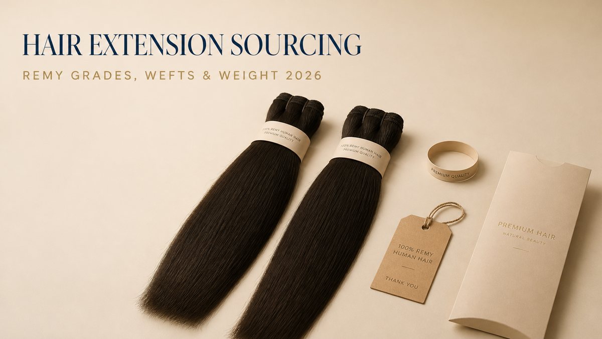 Hair extension supplier guide covering Remy grades, weft types, bundle weight and customs classification