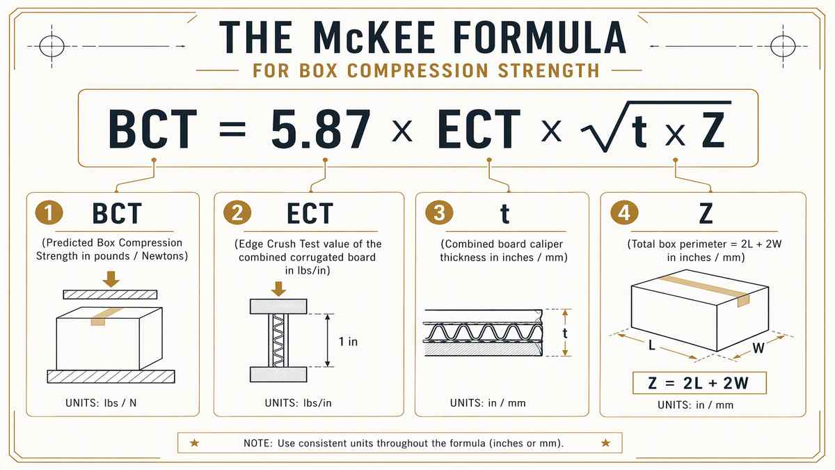 The McKee Formula for Box Compression Strength Blueprint Infographic