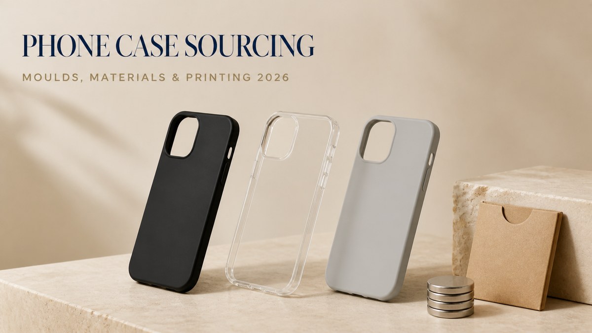 Phone case manufacturer sourcing guide covering moulding materials, tooling, print methods and magnet safety