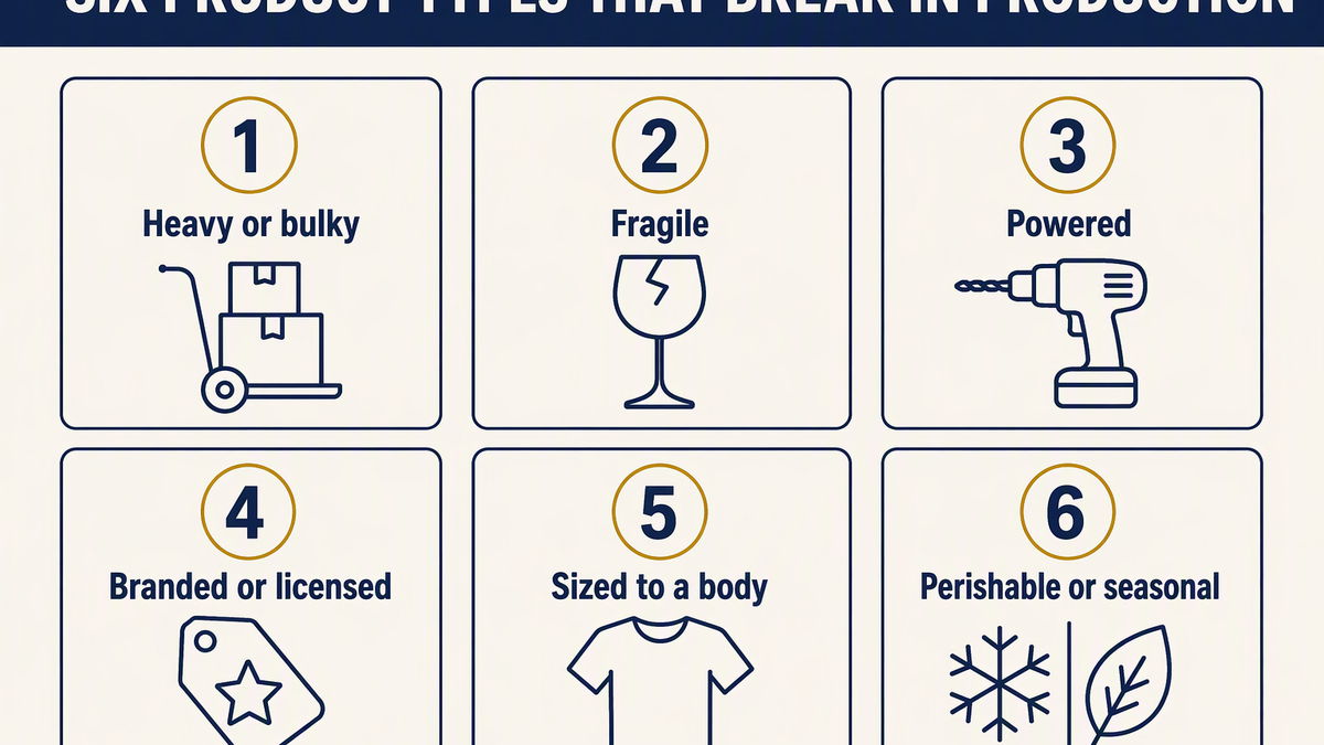 Six product types that break in production or shipping, from heavy goods to body-sized items