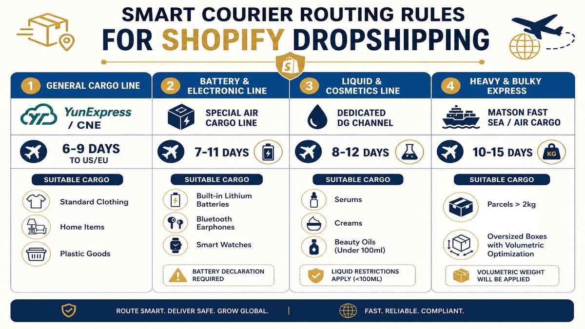 Smart Courier Routing Rules for Shopify Dropshipping Infographic