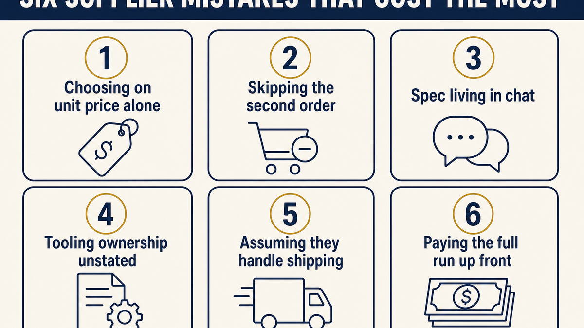The six supplier mistakes that cost the most money, from choosing on unit price to leaving tooling ownership unstated