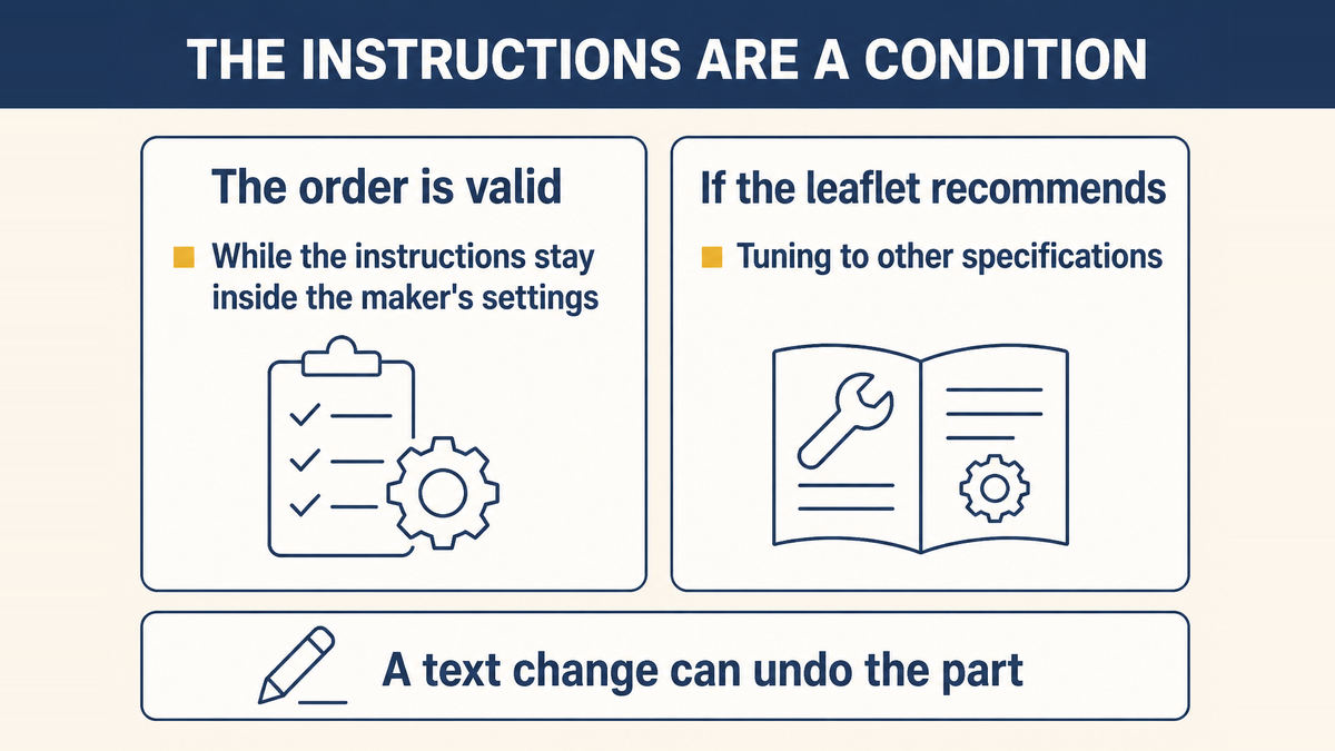 The Executive Order lists the kit components and is valid only while the installation instructions do not recommend tuning the vehicle to specifications different from the manufacturer's