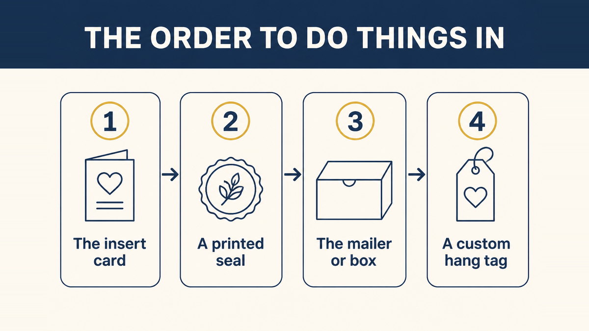 Four steps from testing a product on plain dropshipping, to changing the packaging, to a small branded order, to a full private label batch